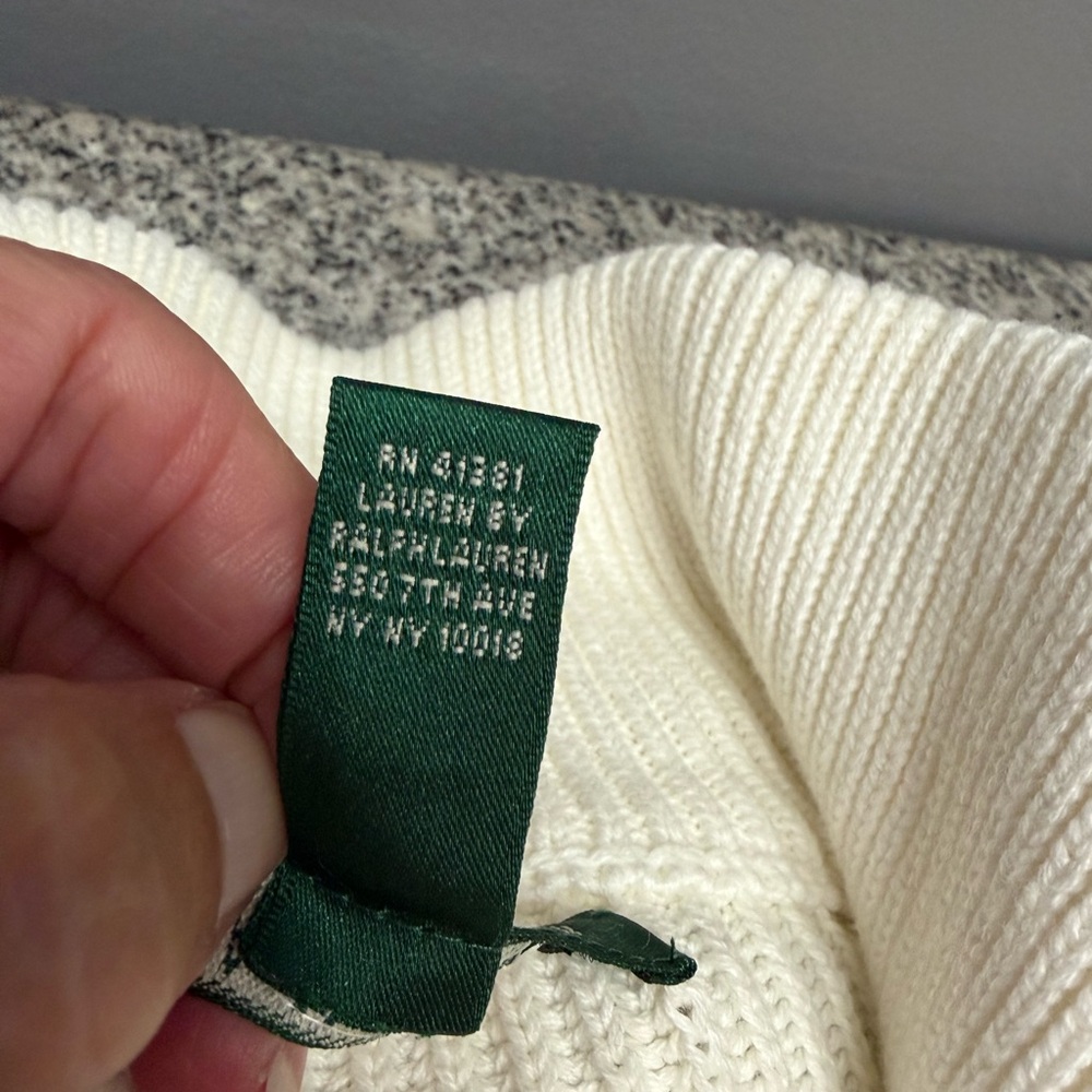 VTG Y2K Lauren Ralph Lauren Ivory Knit Sweater Metal Crest Buttons NWT  L - Picture 10 of 16